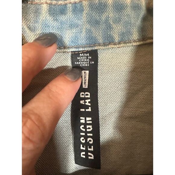 Design Lab Lord & Taylor Light Blue Patch Streetwear Denim Jean Jacket Women Med - Picture 6 of 12